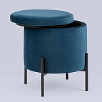 Синий пуф на черных ножках SANJAY варинант исполнения - 2 | Loft Concept в Красноярске