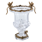 Ваза из прозрачного стекла на бронзовой подставке с ободком и ручками в виде стрекоз Eden Garden варинант исполнения - 1 | Loft Concept в Красноярске