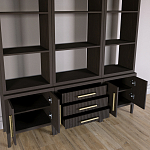 Модульный стеллаж Primo из трех составных элементов Темный орех варинант исполнения - 4 | Loft Concept в Красноярске