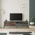ТВ-тумба с раздвижными дверцами Mallin Metal TV Stand варинант исполнения - 4 | Loft Concept в Красноярске