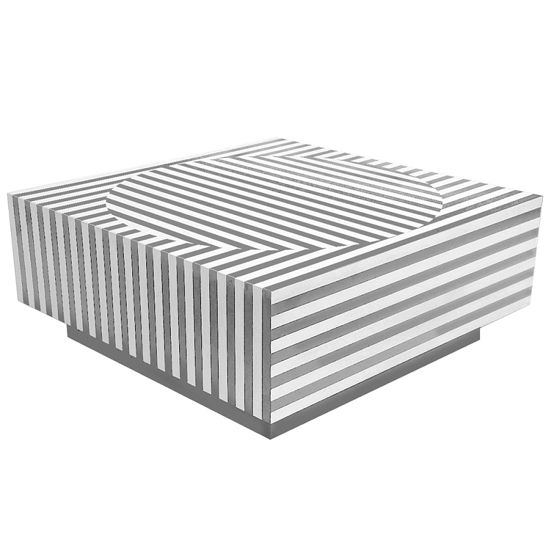 Большой журнальный Стол с инкрустацией Mandika Bone Inlay Coffee Table Серый Белый в Красноярске | Loft Concept 