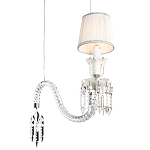 Подвесной светильник с белым текстильным абажуром и изогнутым хрустальным основанием с подвесками Lustre Reverie варинант исполнения - 4 | Loft Concept в Красноярске