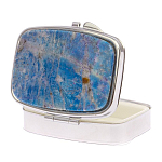 Таблетница карманная прямоугольная на 2 отделения с зеркалом и накладкой из натурального камня Лазурит Silver Stone Pillboxes варинант исполнения - 2 | Loft Concept в Красноярске