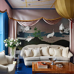 Обои ручная роспись Tsuro Cranes Original colourway on Tarnished Silver gilded paper варинант исполнения - 1 | Loft Concept в Красноярске