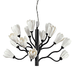 Люстра подвесная черного цвета с ветвями и белыми фарфоровыми цветами Floralis варинант исполнения - 1 | Loft Concept в Красноярске