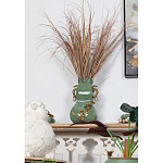 Ваза зеленого цвета из фарфора с бронзовыми ручками в виде драконов и рельефным цветочным декором Eden Garden porcelain and bronze варинант исполнения - 7 | Loft Concept в Красноярске