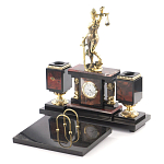 Настольный письменный набор из яшмы с часами в подарочной упаковке Manager Organizer варинант исполнения - 2 | Loft Concept в Красноярске