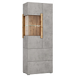 Шкаф-витрина двухдверная с фасадом цвета серый бетон Grace of Furniture варинант исполнения - 2 | Loft Concept в Красноярске