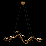 Люстра подвесная линейная с прозрачными стеклянными птичками на ветвях Serip Voa варинант исполнения - 3 | Loft Concept в Красноярске