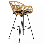 Стул барный с ротанговым плетением Half Bar Chair with Wicker с подлокотниками варинант исполнения - 4 | Loft Concept в Красноярске