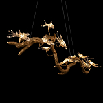 Люстра подвесная линейная с прозрачными стеклянными птичками на ветвях Serip Voa варинант исполнения - 9 | Loft Concept в Красноярске