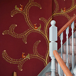 Обои с вышивкой ручной работы Fyodor Original colourway on Merlot linen варинант исполнения - 2 | Loft Concept в Красноярске