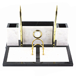 Настольный письменный набор из белого мрамора с часами Marble Accessory варинант исполнения - 1 | Loft Concept в Красноярске