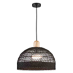 Подвесной светильник с округлым абажуром из черного ротанга Wicker Furniture варинант исполнения - 1 | Loft Concept в Красноярске