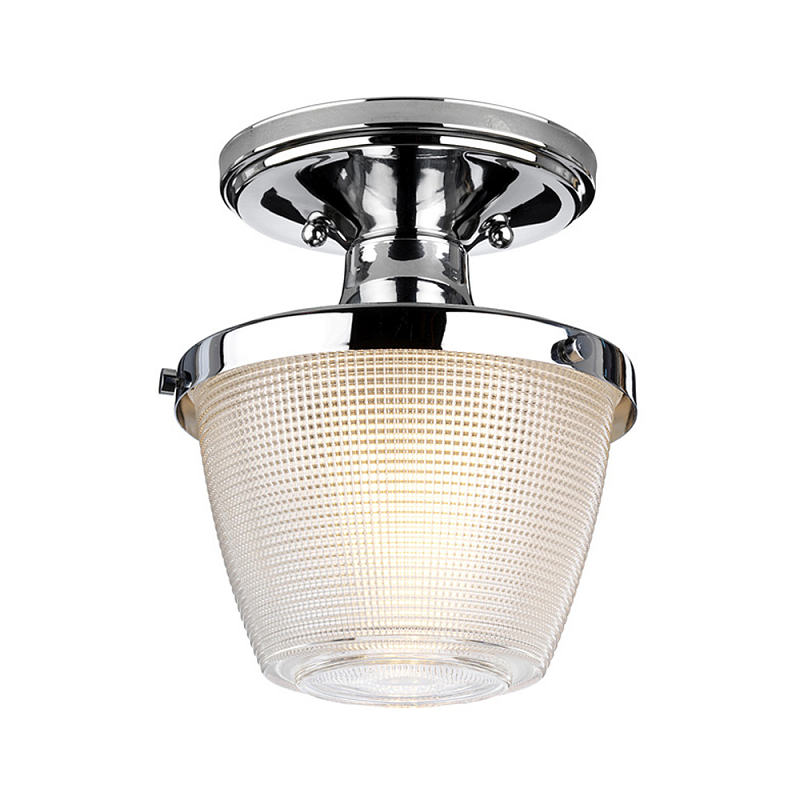 Потолочный светильник для ванных комнат с плафоном из прессованного фактурного стекла Quoizel Латунь Прозрачное Стекло Хром в Красноярске | Loft Concept 