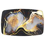 Обеденный стол с прямоугольной черно-золотой столешницей из стекла на 4-х металлических ножках Gold and Black Marble варинант исполнения - 2 | Loft Concept в Красноярске