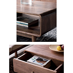 Кофейный стол из дерева с ящиком и нишей для хранения Coffee Walnut Table варинант исполнения - 4 | Loft Concept в Красноярске