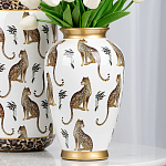 Ваза белая овальная с рисунком леопардов и золотыми акцентами LEOPARD Collection варинант исполнения - 4 | Loft Concept в Красноярске
