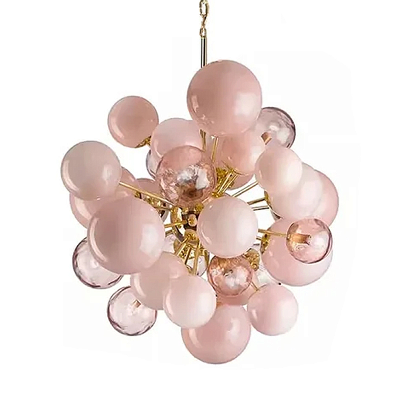 Люстра розовые шары на золотом каркасе Pink Light Bubbles Розовый Люстра розовые шары на золотом каркасе Pink Light Bubbles Розовый в Красноярске | Loft Concept