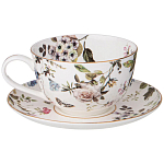 Чайный сервиз из фарфора белый с рисунком цветов на 6 персон 14 предметов Garden Whisper Porcelain Set  варинант исполнения - 1 | Loft Concept в Красноярске