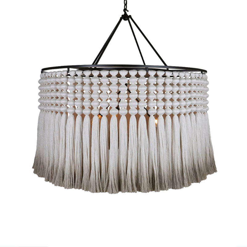 Люстра серая плетеная с кисточками Boho Tassel Chandelier Серый Темная бронза Люстра серая плетеная с кисточками Boho Tassel Chandelier Серый Темная бронза в Красноярске | Loft Concept