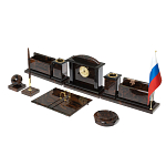 Настольный письменный набор с часами из природного камня обсидиана  Gift for Manager варинант исполнения - 2 | Loft Concept в Красноярске