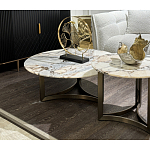 Столик журнальный с круглой мраморной столешницей Unique Stone Design варинант исполнения - 8 | Loft Concept в Красноярске