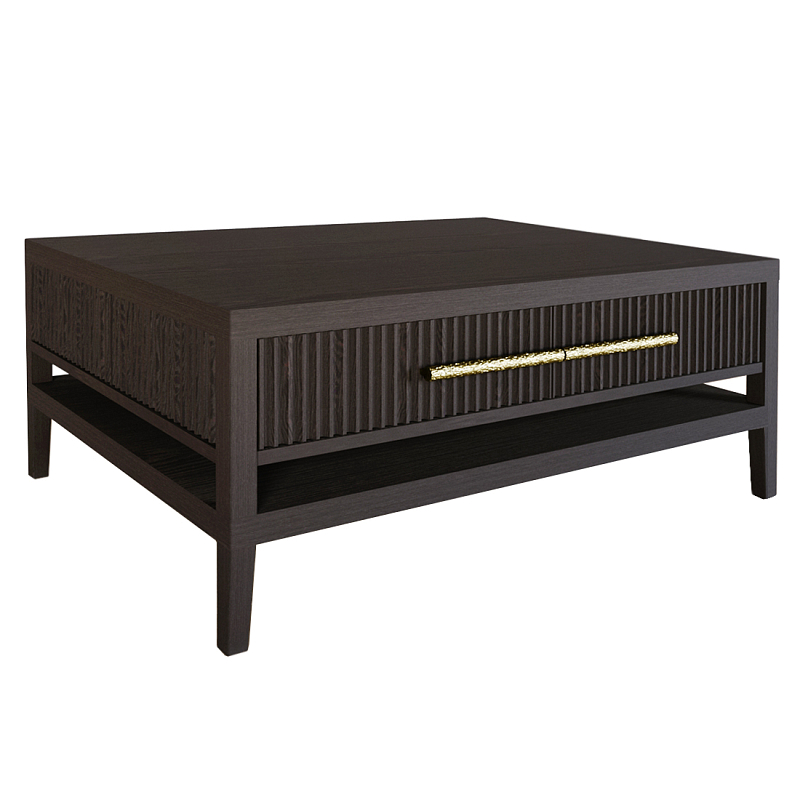 Кофейный стол Primo с двумя ящиками Темный орех Орех Золотой в Красноярске | Loft Concept 