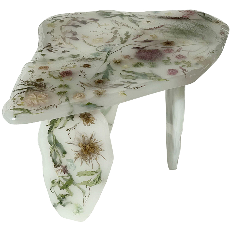 Журнальный стол из эпоксидной смолы с цветами White Flowers Epoxy Resin Coffee Table Белый матовый Мульти Журнальный стол из эпоксидной смолы с цветами White Flowers Epoxy Resin Coffee Table Белый матовый Мульти в Красноярске | Loft Concept