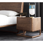 Прикроватный деревянный столик с 2-мя ящиками Moon Walnut Furniture варинант исполнения - 2 | Loft Concept в Красноярске