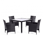 Обеденный комплект из искуственного ротанга Vintara черный варинант исполнения - 1 | Loft Concept в Красноярске
