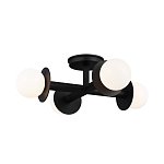 Потолочный светильник с тремя белыми матовыми стеклянными плафонами в форме шаров на черном основании Generation Lighting варинант исполнения - 2 | Loft Concept в Красноярске