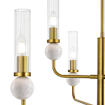 Люстра с 6-ю плафонами в форме стеклянных трубок и мраморных декоративных элементов Montreal варинант исполнения - 5 | Loft Concept в Красноярске