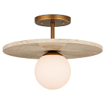 Потолочный светильник из травертина с плафоном из белого матового стекла Marble Glow варинант исполнения - 2 | Loft Concept в Красноярске