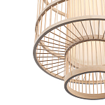 Подвесной светильник из деревянных прутьев с плафоном из натуральной ткани Light Inside the Cell варинант исполнения - 6 | Loft Concept в Красноярске