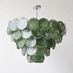 Люстра из зеленых стеклянных дисков с перламутровым эффектом Green Glowing Glaze варинант исполнения - 5 | Loft Concept в Красноярске