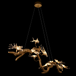 Люстра подвесная линейная с прозрачными стеклянными птичками на ветвях Serip Voa варинант исполнения - 5 | Loft Concept в Красноярске
