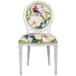 Стул светло-серый из натурального бука с изображением птиц и цветов Blooming Red Birds варинант исполнения - 1 | Loft Concept в Красноярске