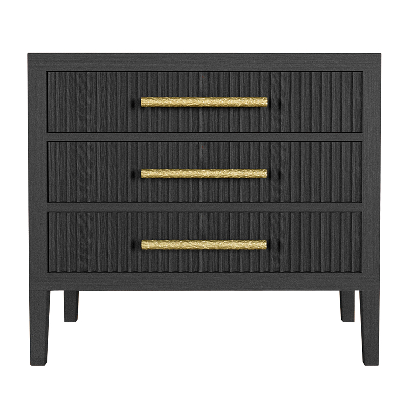 Тумба Primo  с тремя ящиками шпон Черный дуб Черный Золотой в Красноярске | Loft Concept 