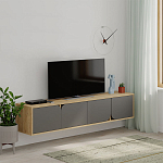 ТВ-тумба подвесная цвета древесины с 4-мя темно-серыми дверцами SPARK TV STAND OAK ANTHRACITE варинант исполнения - 3 | Loft Concept в Красноярске