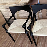 Стул дизайнерский с плетеным сидением Kronos Dining Chair Black варинант исполнения - 2 | Loft Concept в Красноярске