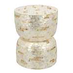 Приставной столик с мозаичным рисунком из раковин устриц Bone Inlay варинант исполнения - 1 | Loft Concept в Красноярске