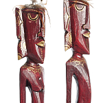 Комплект из 2-х деревянных статуэток Asmat Tall Red Statuettes варинант исполнения - 3 | Loft Concept в Красноярске