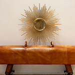 Зеркало-солнце круглое в раме из металла с золотыми с лучами Rays of Peace варинант исполнения - 2 | Loft Concept в Красноярске