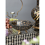 Блюдо черного цвета из фрафора на бронзовых ножках Eden Garden porcelain and bronze варинант исполнения - 3 | Loft Concept в Красноярске