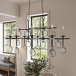 Люстра подвесная с 8-ю лампами и стеклянными круглыми подвесками Currey & Company варинант исполнения - 3 | Loft Concept в Красноярске