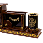 Настольный письменный набор с часами из природного камня обсидиана Royal Set варинант исполнения - 3 | Loft Concept в Красноярске