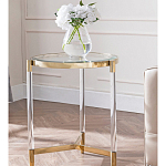 Золотой приставной столик с круглой стеклянной столешницей Weightless Table варинант исполнения - 8 | Loft Concept в Красноярске