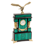 Часы настольные из натурального камня Малахит с декором в виде орла Eagle Stone Clock варинант исполнения - 2 | Loft Concept в Красноярске