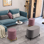 Банкетка круглая пыльно-розовый велюр на 4-х металлических ножках золотого цвета SANJAY варинант исполнения - 6 | Loft Concept в Красноярске